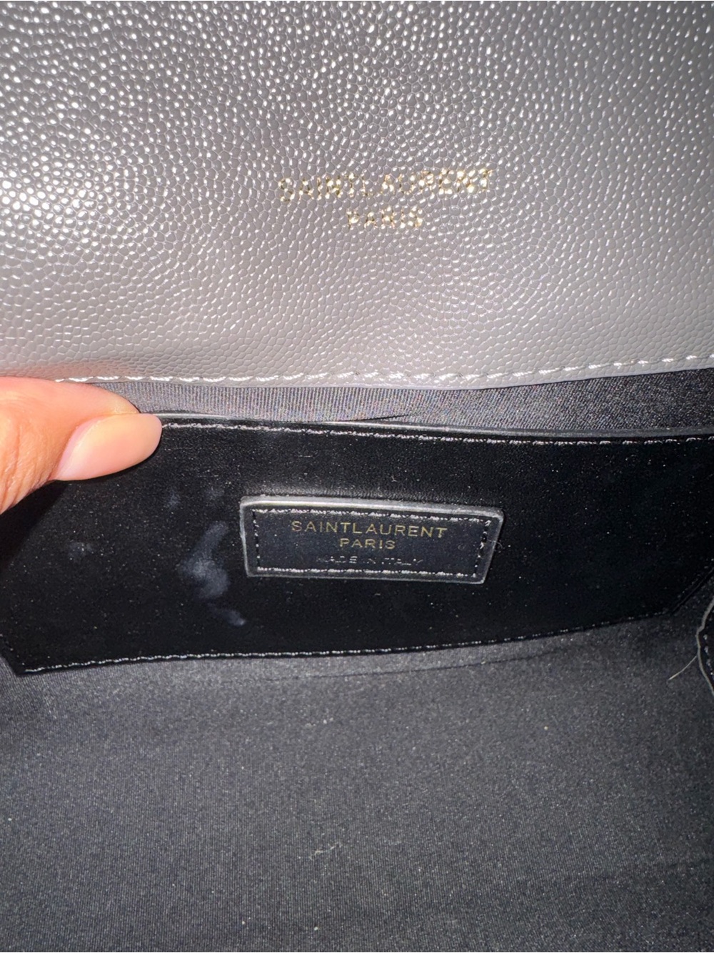 Saint Laurent YSL Gray Quilted Caviar Leather Shoulder Bag w/Dust Bag EUC - Picture 11 of 11